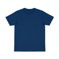 A clean product photo of a blue T-shirt on a white background
